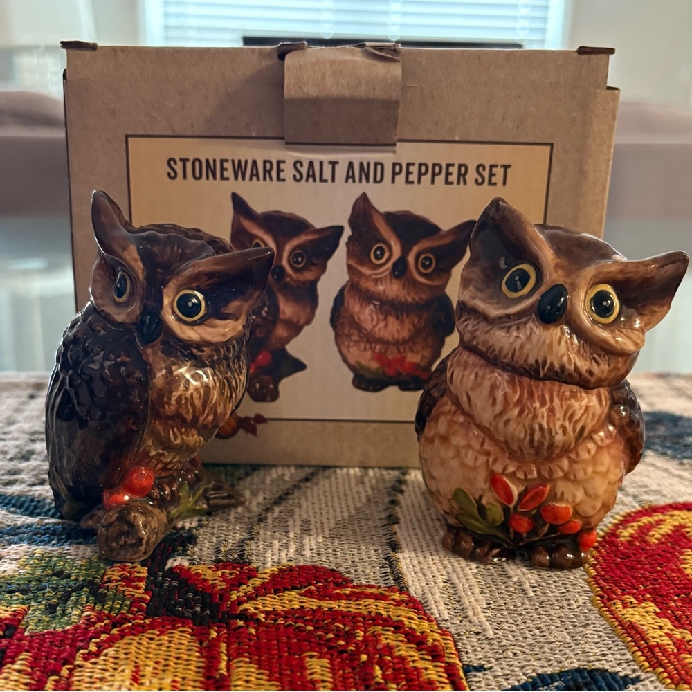 Owl Stoneware Salt and Pepper Shaker Set